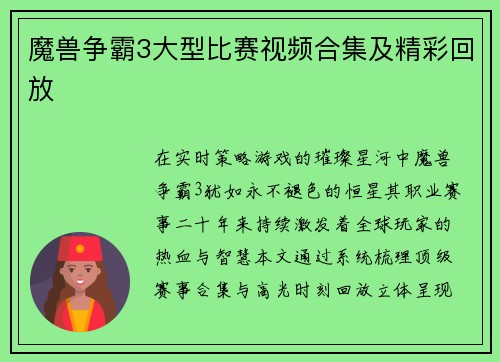魔兽争霸3大型比赛视频合集及精彩回放